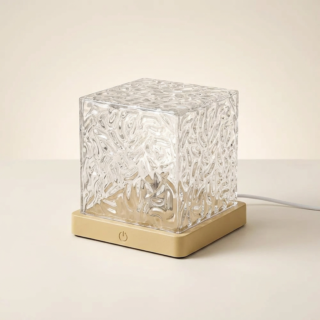 AI-enhanced studio image of the Nyxaluna Water Ripple Lamp